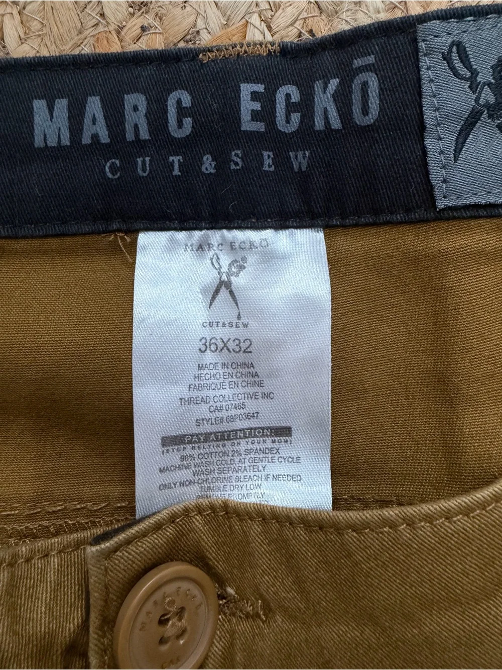 Marc Ecko Men's Olive-Tan Slim Chinos